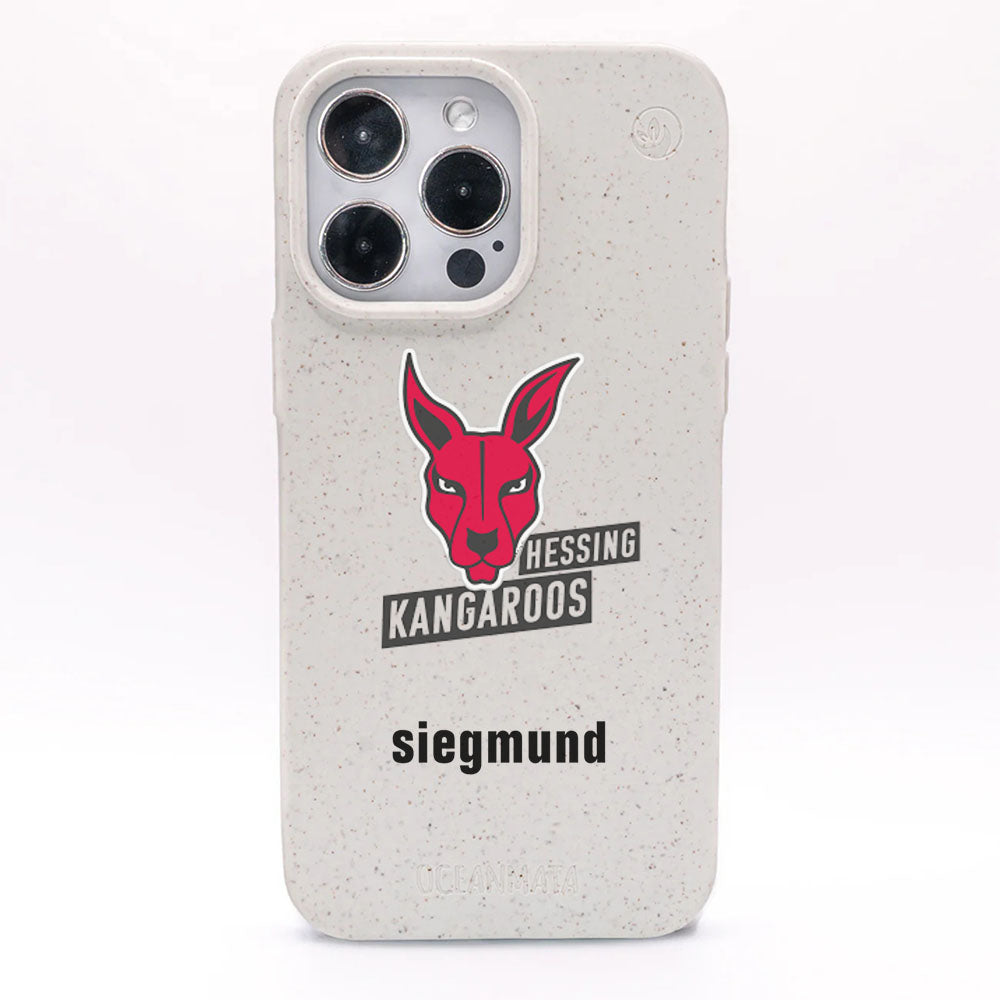 iPhone 16e/17e Hülle - weiß - "Hessing Kangaroos " - nachhaltig
