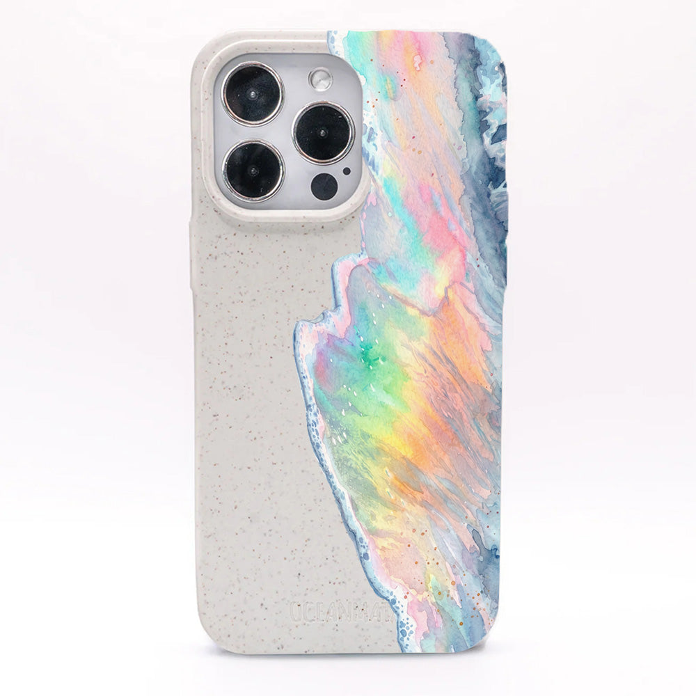 iPhone 17 Hülle - Regenbogen Welle weiß - "WaveOfPride" - nachhaltig