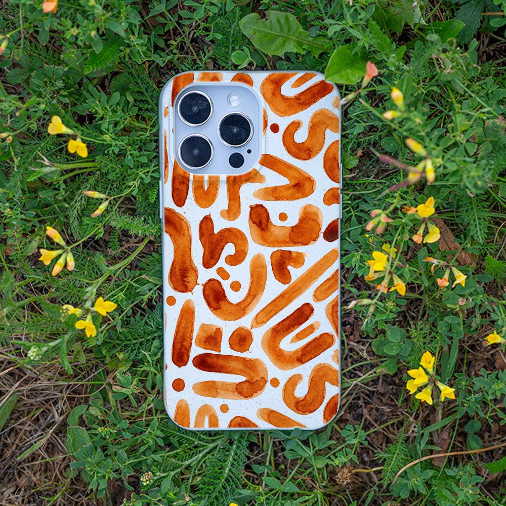 Biologisch abbaubare Handyhülle iPhone 14 pro Buchstabensuppe — kompostierbar — Bonus