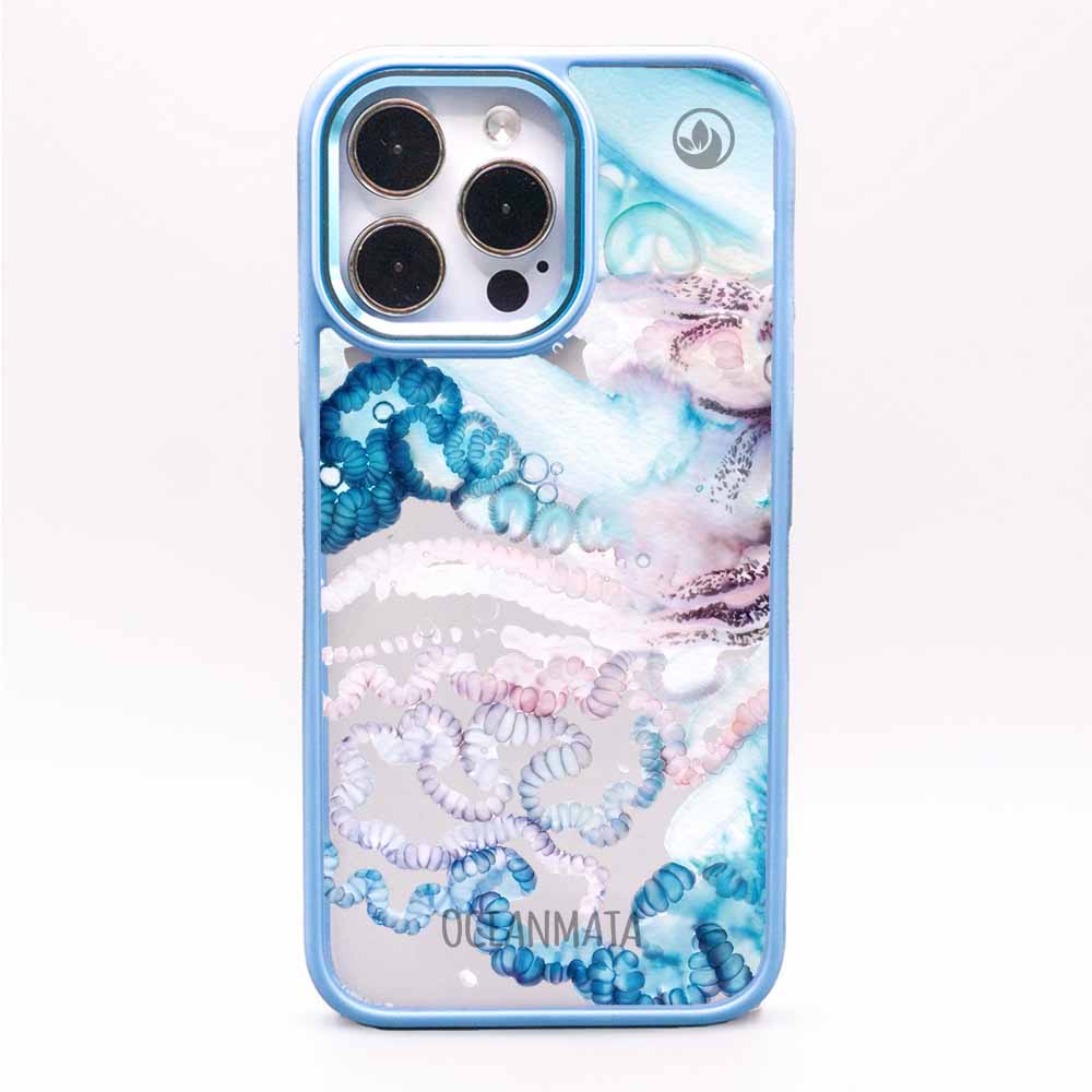 iPhone 16 pro max Hülle - Qualle blau - "Men o' War" - nachhaltig