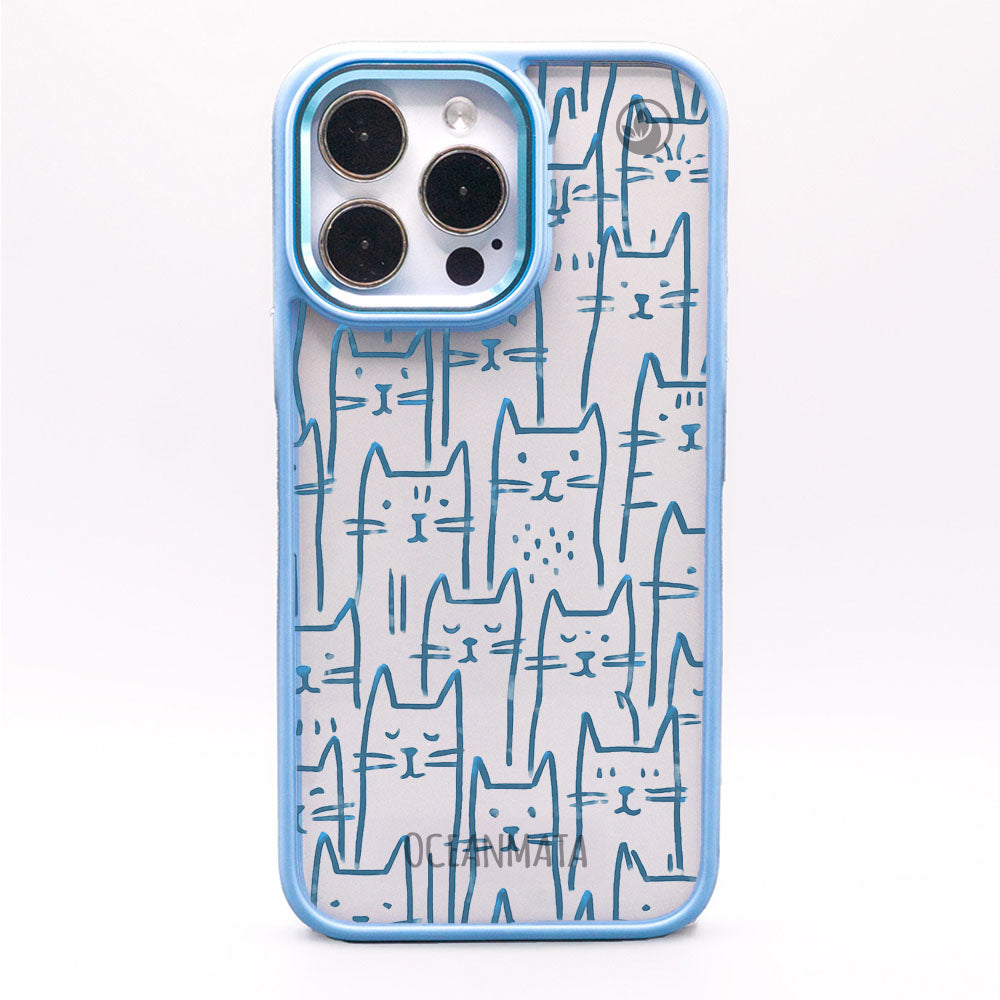 iPhone 11 Hülle - Katzen blau - "miau" - nachhaltig