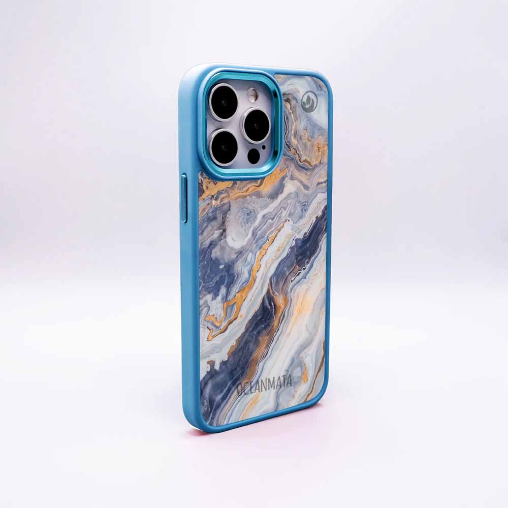 iPhone 18 Pro / 17 Pro Hülle - marmor blau - "BlueMarble" - nachhaltig