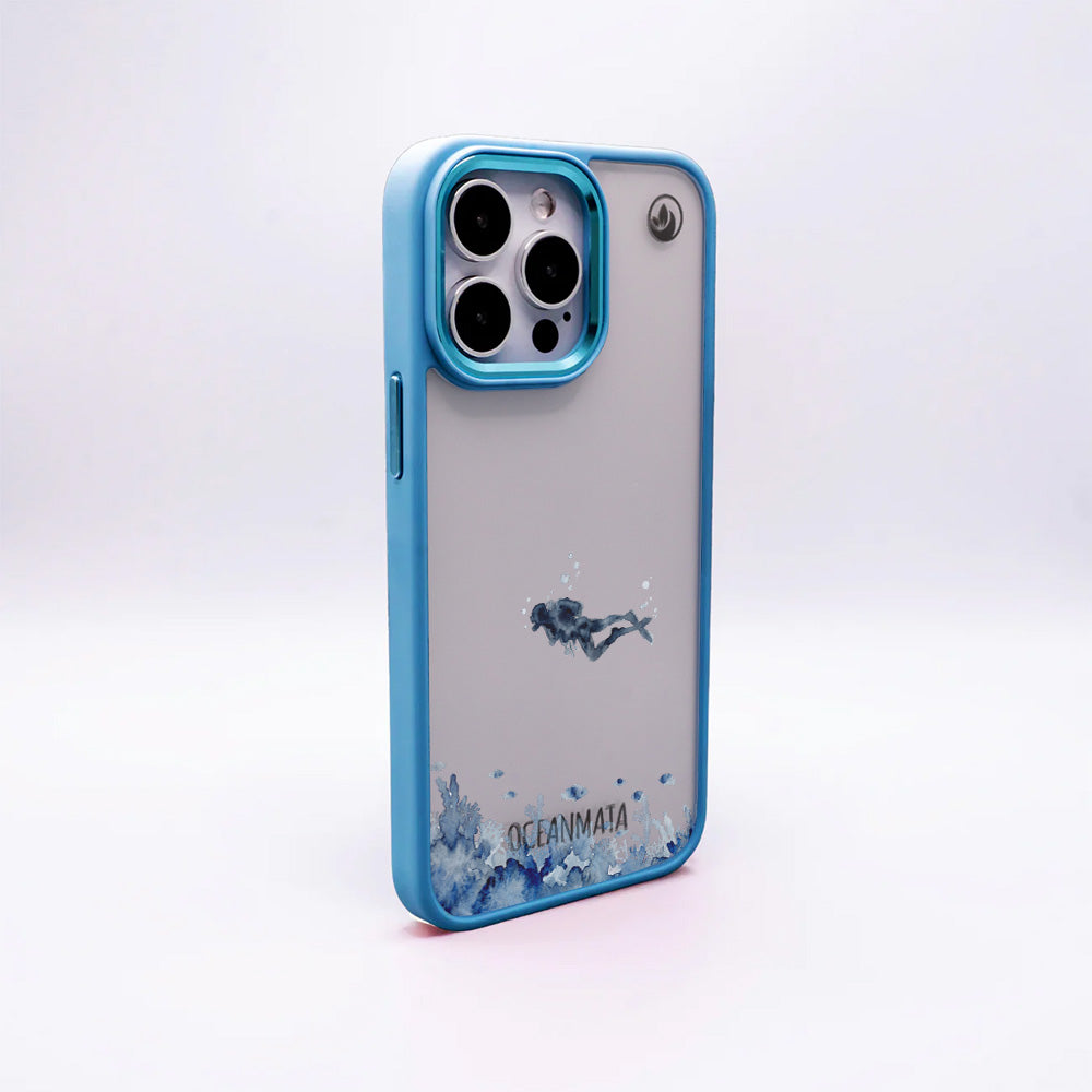 iPhone 14 Hülle - Taucher blau - "DeepDive" - nachhaltig