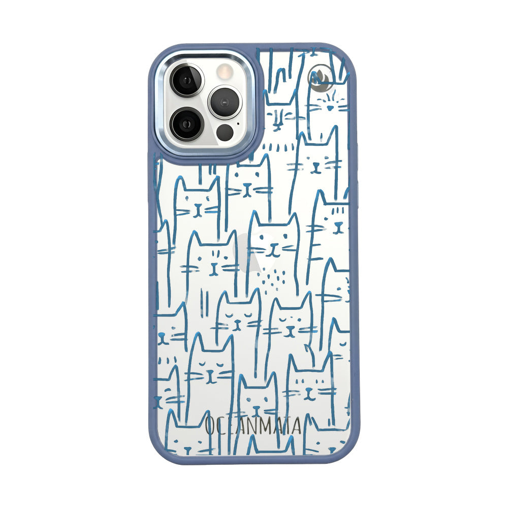 iPhone 12 Pro / iPhone 12 Case - Cats blue - "meow" - sustainable