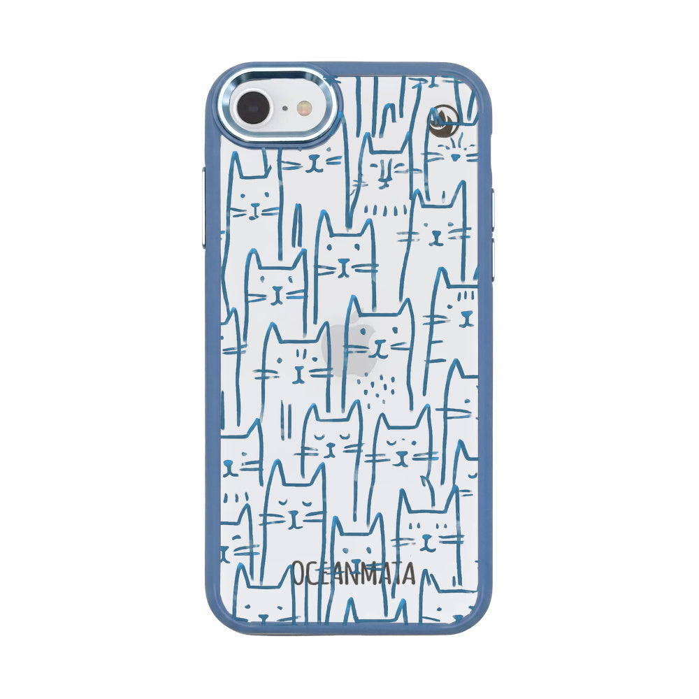 iPhone SE/7/8 Case - Cats blue - "meow" - sustainable