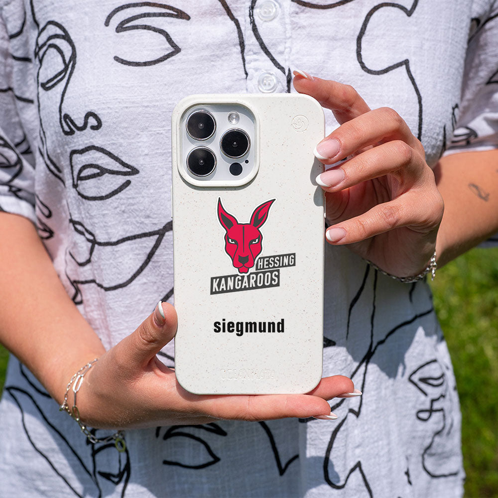 iPhone 15 Hülle - weiß - "Hessing Kangaroos " - nachhaltig