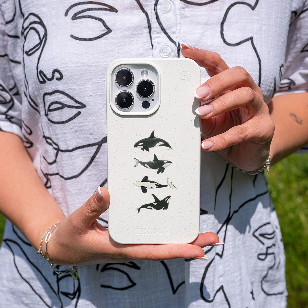 iPhone 15 pro max Hülle - Orca weiß - "OrcaFamily" - nachhaltig