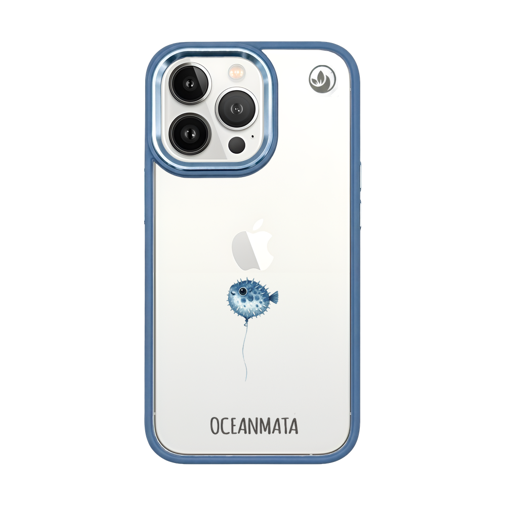iPhone 13 pro Hülle - kugelfisch blau - "Pufferfish" - nachhaltig