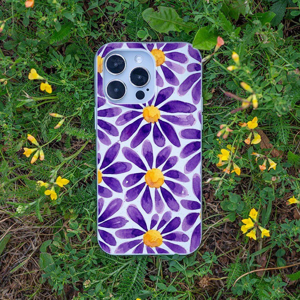 Biologisch abbaubare Handyhülle iPhone 18 Pro / 17 Pro Purplebloom — kompostierbar — Bonus