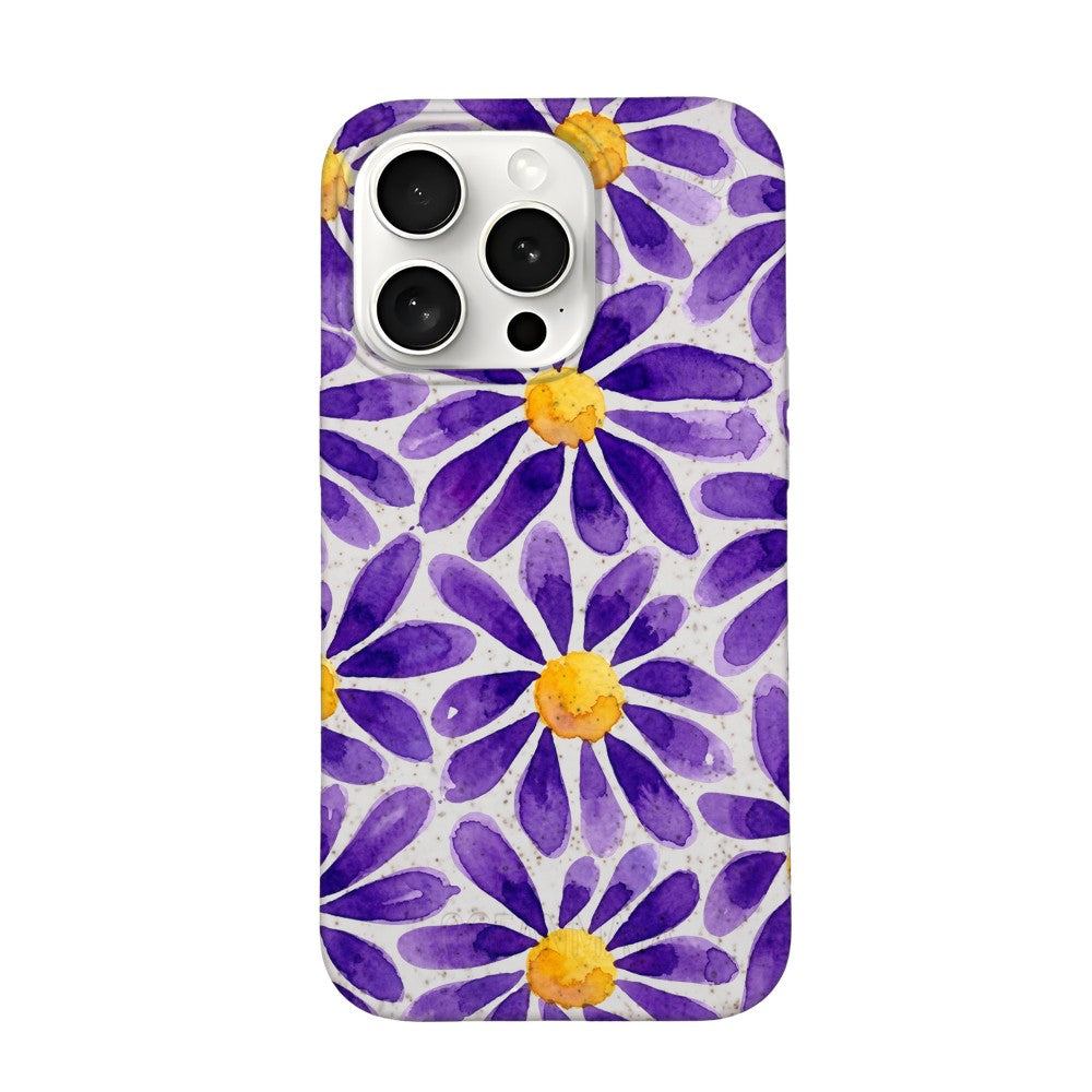 Biologisch abbaubare Handyhülle iPhone 15 pro max Purplebloom — kompostierbar — Vorderseite