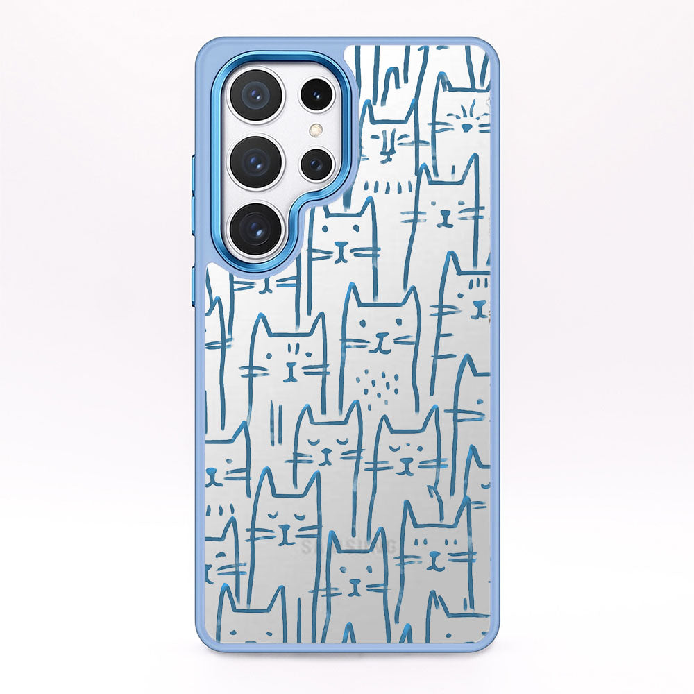 Samsung S24 Ultra Hülle - Katzen blau - "miau" - nachhaltig