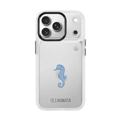 iPhone 18 Pro Max / 17 Pro Max Hülle - Seepferdchen weiß - "SeahorseTale" - nachhaltig