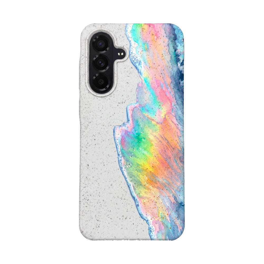 Samsung A56 Hülle - Regenbogen Welle weiß - "WaveOfPride" - nachhaltig