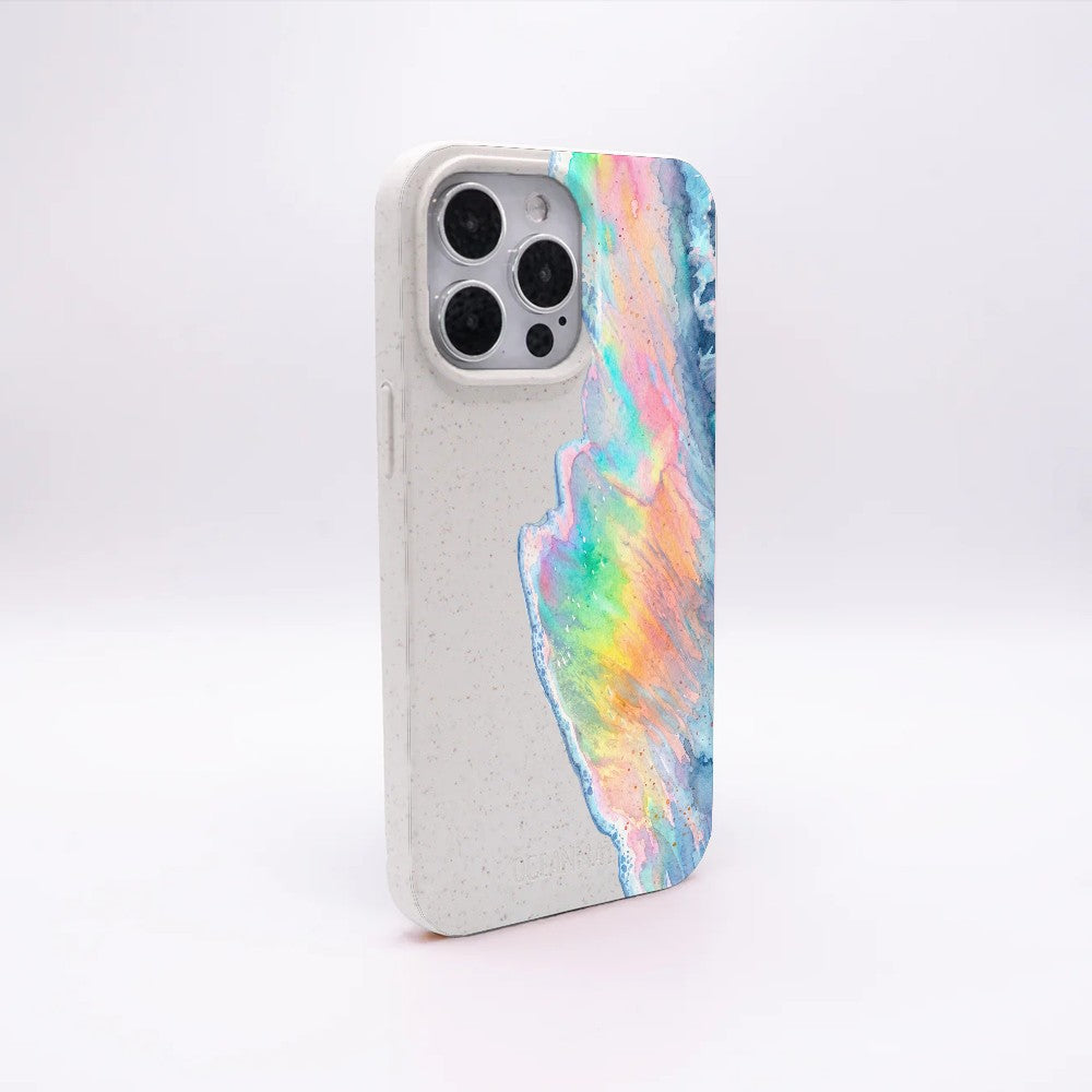 Samsung A56 Hülle - Regenbogen Welle weiß - "WaveOfPride" - nachhaltig