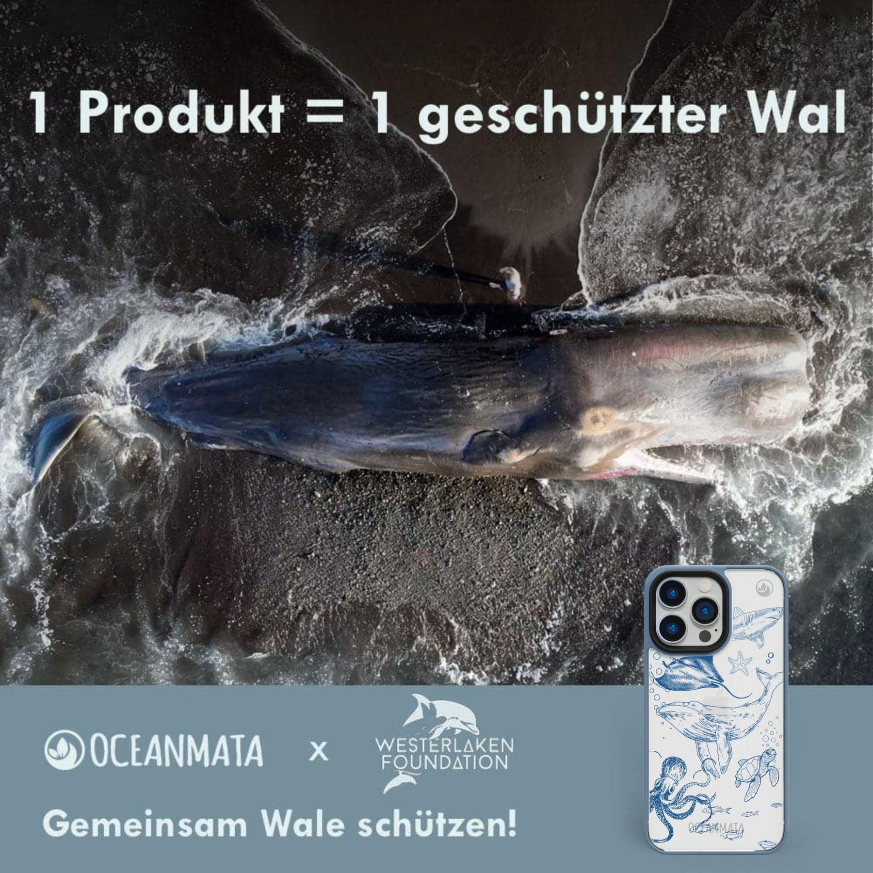 iPhone 12 pro max Hülle - Wal blau - "WhaleLife" - nachhaltig