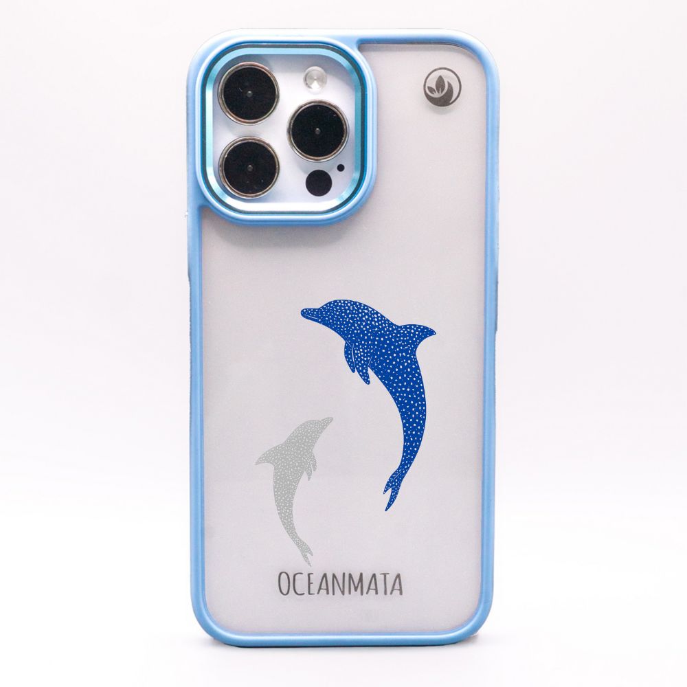 iPhone 13 Hülle - Delfin blau - "Dolphin Twins" - nachhaltig