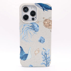iPhone 13 pro Hülle - weiß Schildkröte - "Sea Turtle & Friends" - nachhaltig
