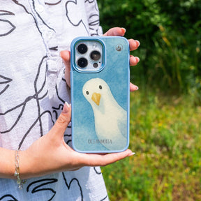 iPhone 16 pro Hülle - Möwe blau - "Seagull" - nachhaltig