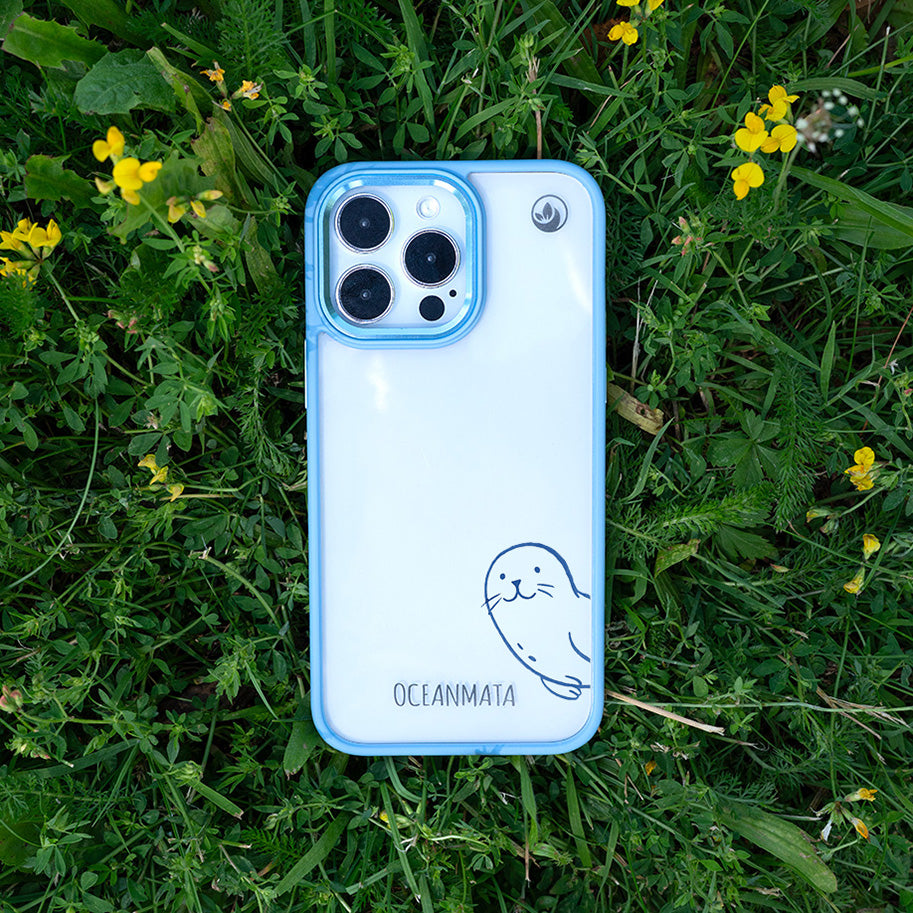 iPhone 14 Hülle - Robbe blau - "Robby" - nachhaltig