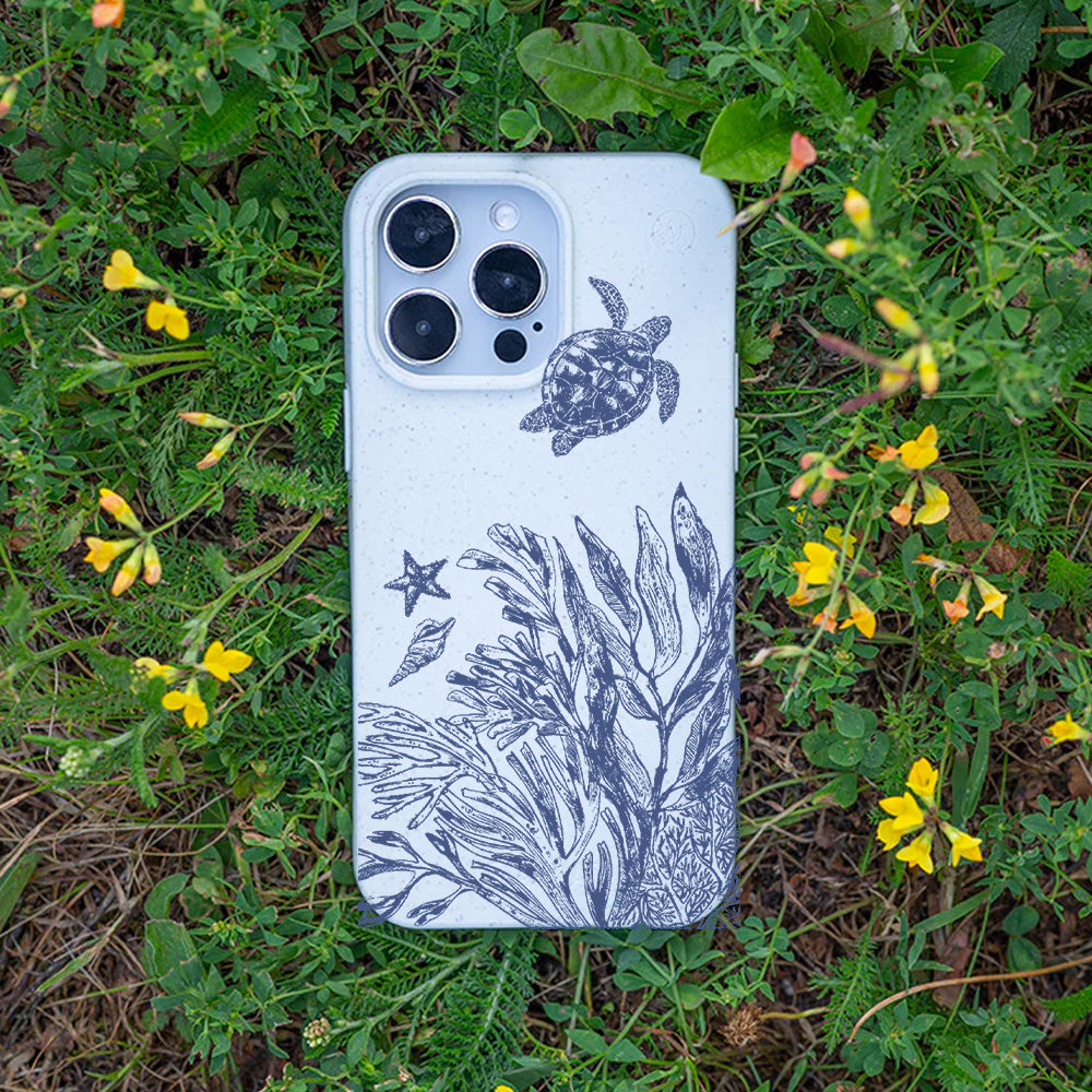 iPhone 11 Hülle - Schildkröten weiß - "White Silent Waves" - nachhaltig