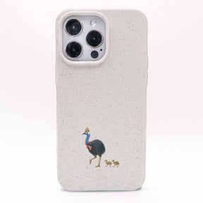 iPhone 13 pro max Hülle - Cassowary weiß - "CassowaryStroll" - nachhaltig
