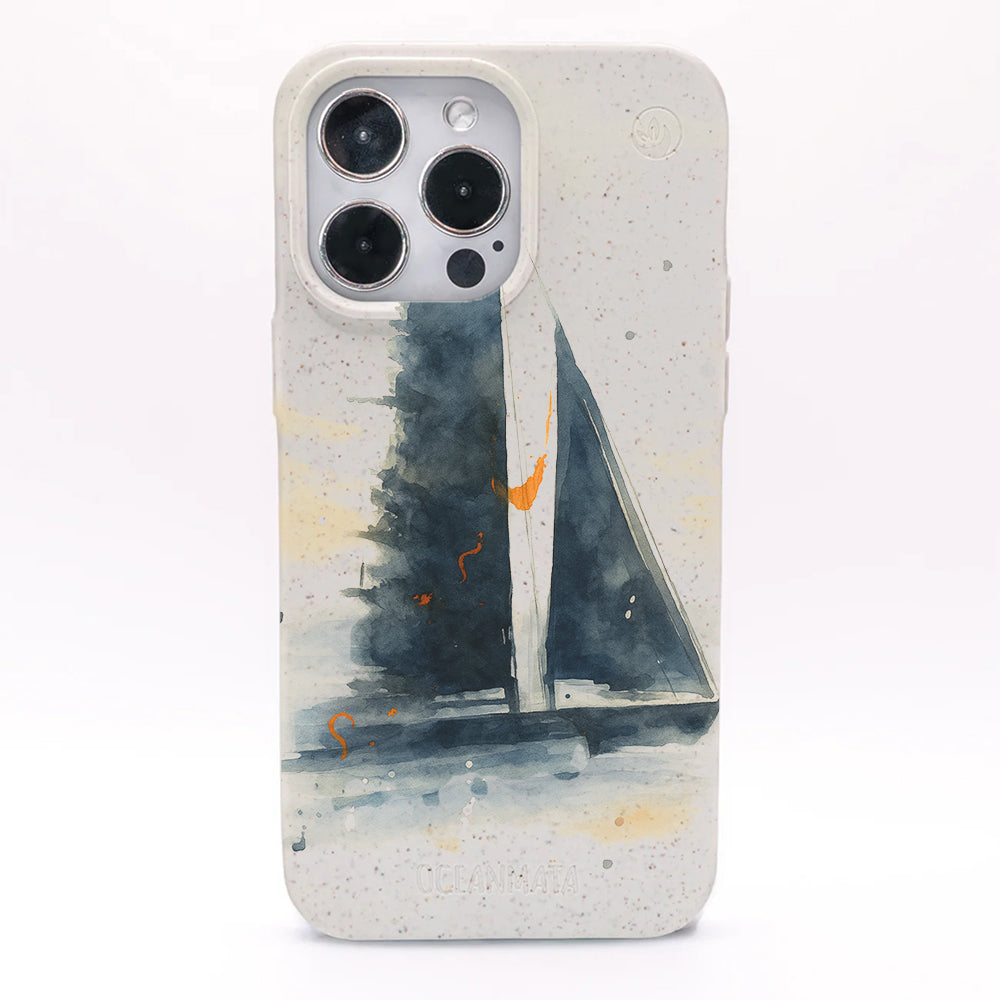 iPhone 14 Hülle - Segeln weiß - "Golden Horizon" - nachhaltig