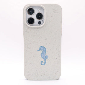 iPhone 15 pro Hülle - Seepferdchen weiß - "SeahorseTale" - nachhaltig