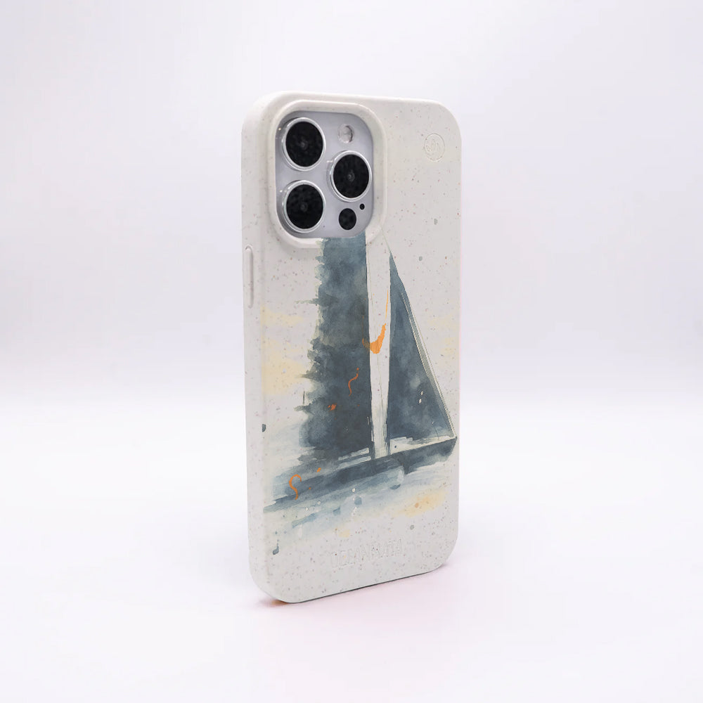 iPhone 16 Hülle - Segeln weiß - "Golden Horizon" - nachhaltig