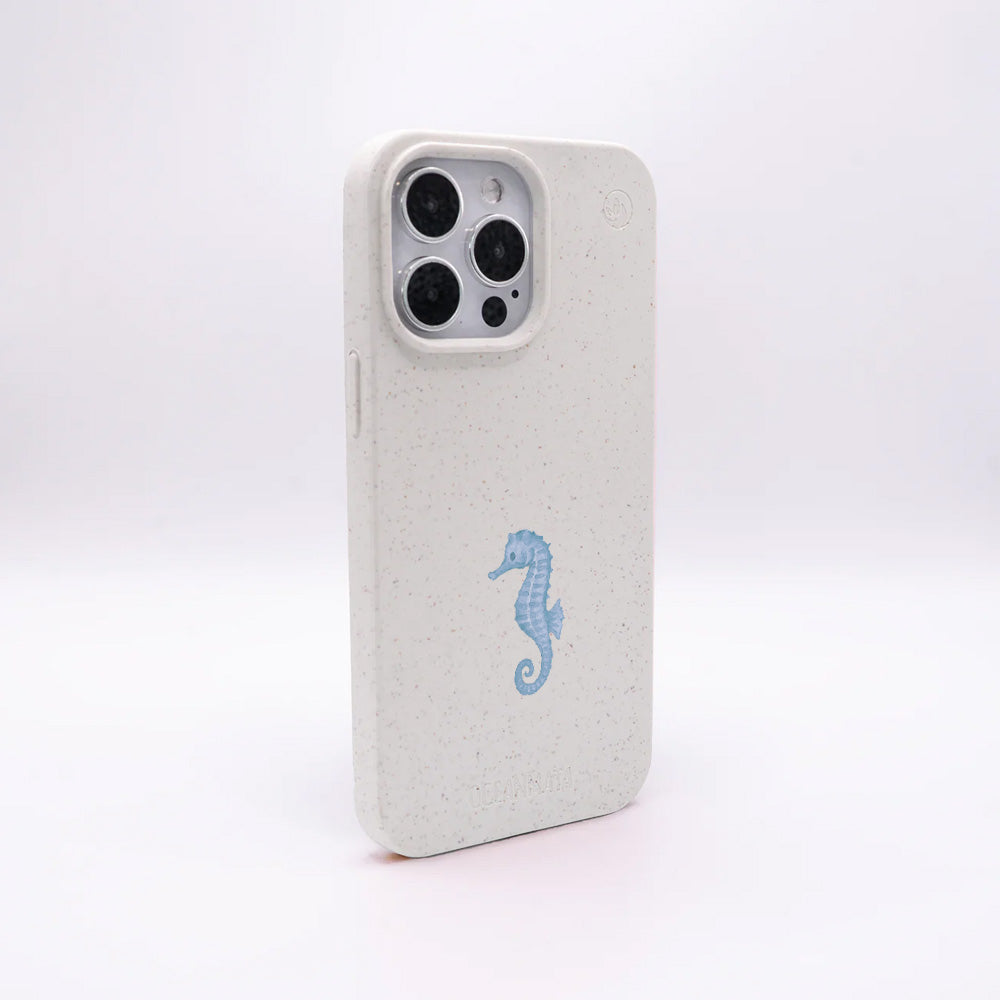 iPhone 13 pro max Hülle - Seepferdchen weiß - "SeahorseTale" - nachhaltig