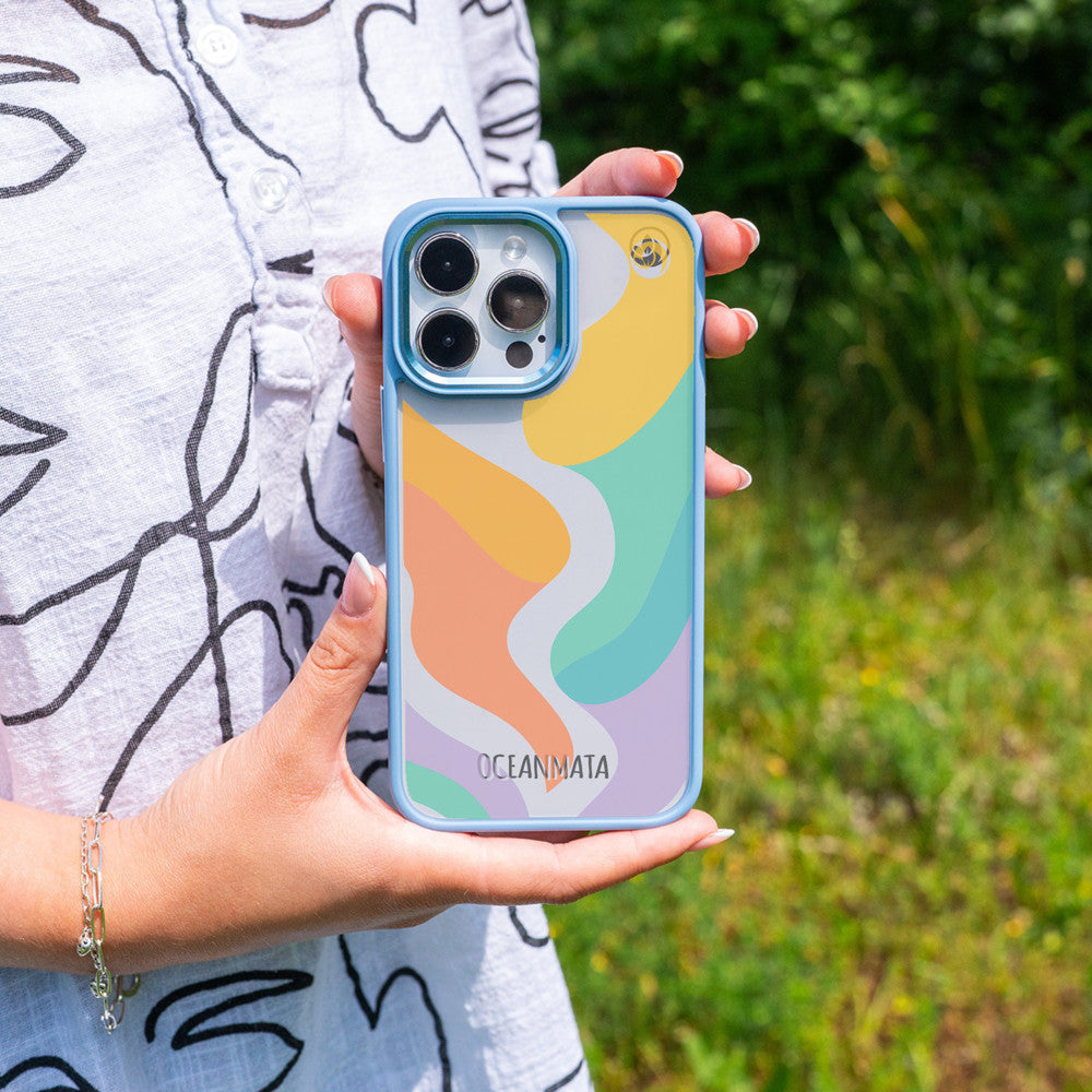 iPhone SE/7/8 Hülle - bunte Wellen - "Tide Flow" - nachhaltig