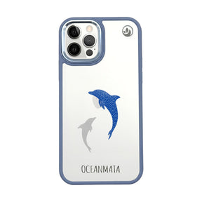 iPhone 12 pro / iPhone 12 hoesje - dolfijnblauw - "Dolphin Twins" - duurzaam