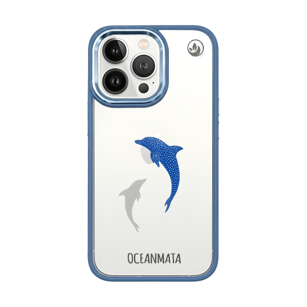 iPhone 13 pro max Hülle - Delfin blau - "Dolphin Twins" - nachhaltig