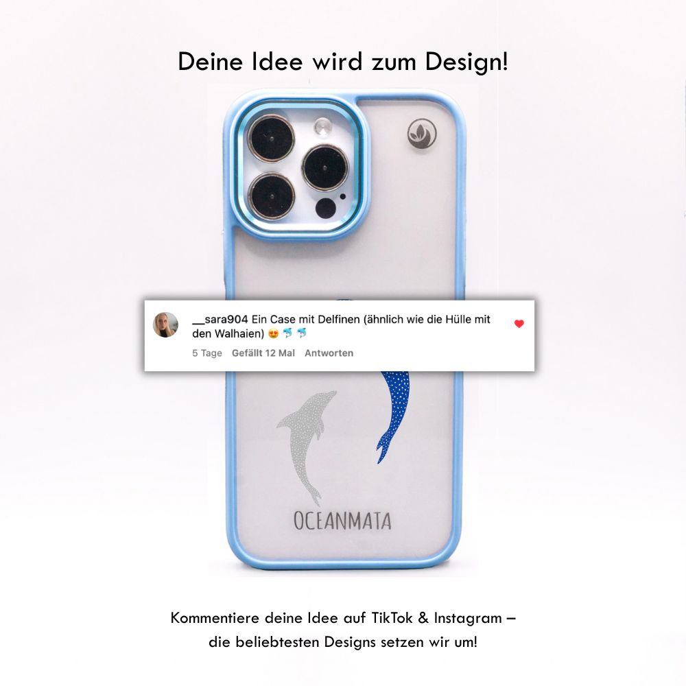 iPhone 14 pro Hülle - Delfin blau - "Dolphin Twins" - nachhaltig