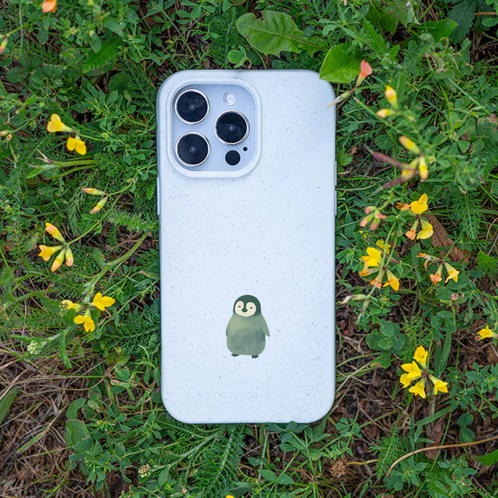 iPhone 16 pro Hülle - Pinguin weiß - "HappyPinguin" - nachhaltig