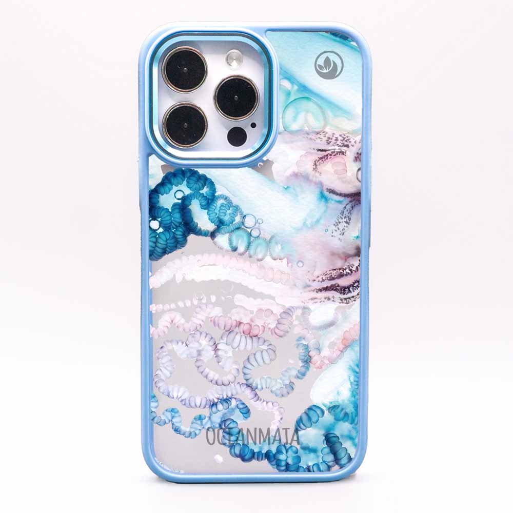 iPhone 16 pro max Hülle - Qualle blau - "Men o' War" - nachhaltig