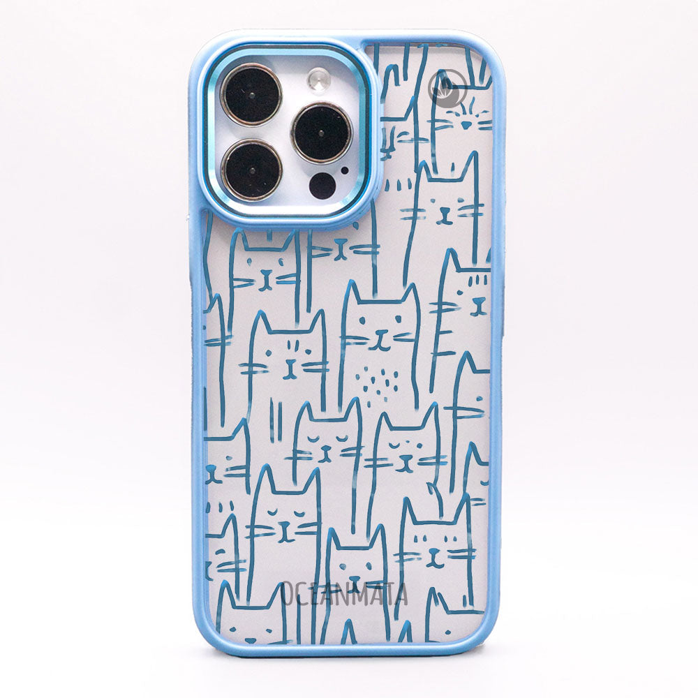 iPhone 13 Hülle - Katzen blau - "miau" - nachhaltig