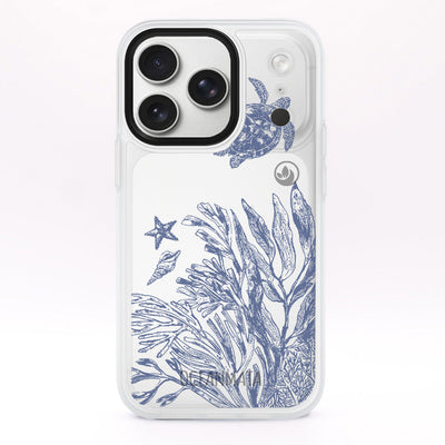 iPhone 18 Pro / 17 Pro Hülle - Schildkröten blau - "Silent Wave" - nachhaltig