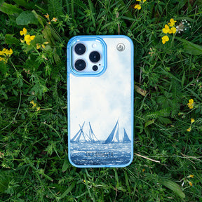 iPhone 16e/17e Hülle - segeln blau - "BlueHorizon" - nachhaltig