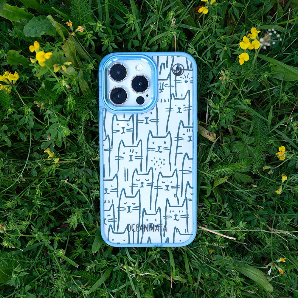 iPhone 11 Hülle - Katzen blau - "miau" - nachhaltig