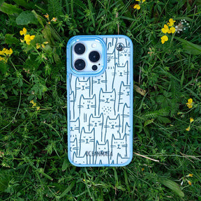 iPhone 16e/17e Hülle - Katzen blau - "miau" - nachhaltig
