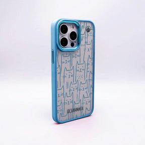 iPhone 16e/17e Hülle - Katzen blau - "miau" - nachhaltig