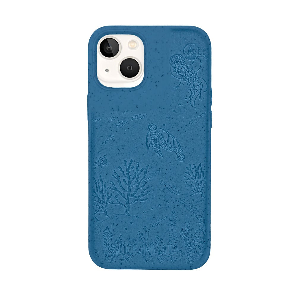 iPhone 12 mini Hülle "TURTLE Family" - blau - nachhaltig