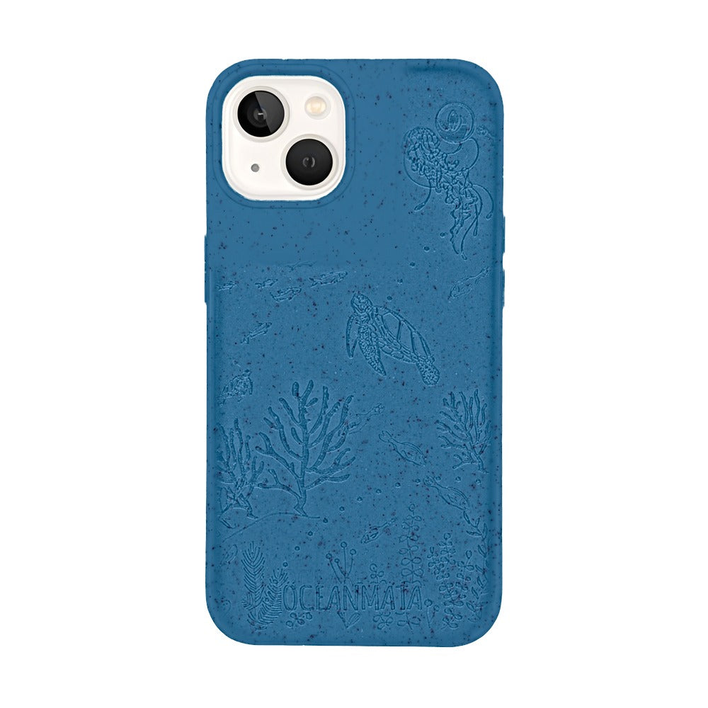 iPhone 13 Hülle "TURTLE Family" - blau - nachhaltig