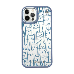 iPhone 12 Pro / iPhone 12 Case - Cats blue - "meow" - sustainable