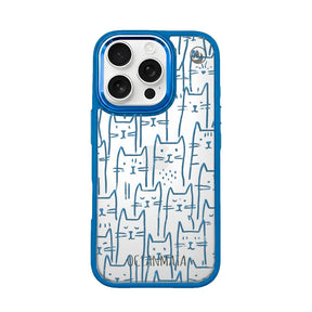iPhone 16 Pro Case - Cats Blue - "Meow" - Sustainable