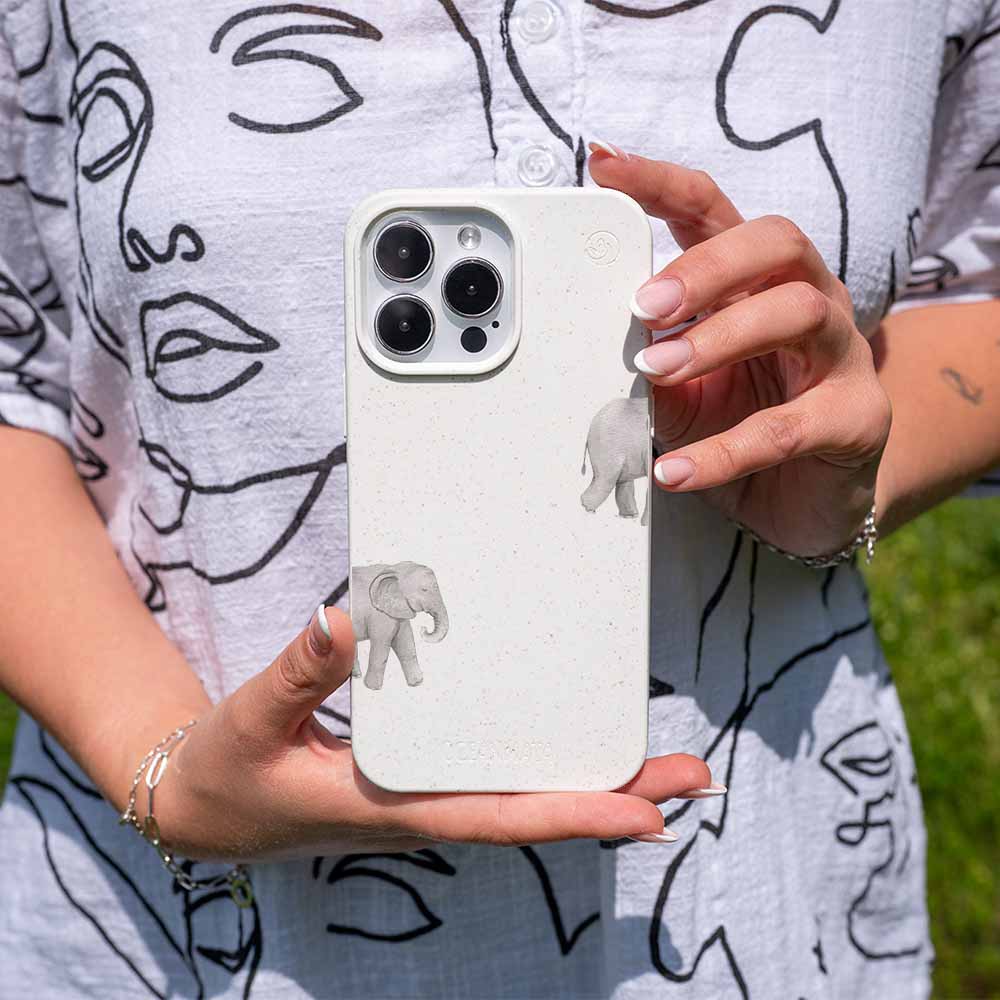 iPhone 15 pro max Hülle - Elefant weiß - "Ele-Fant" - nachhaltig