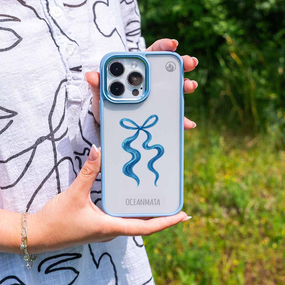 iPhone 16 pro Hülle - Schleife blau - "tideknot" - nachhaltig