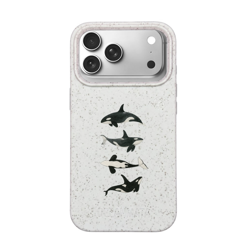 iPhone 18 Pro / 17 Pro Hülle - Orca weiß - "OrcaFamily" - nachhaltig