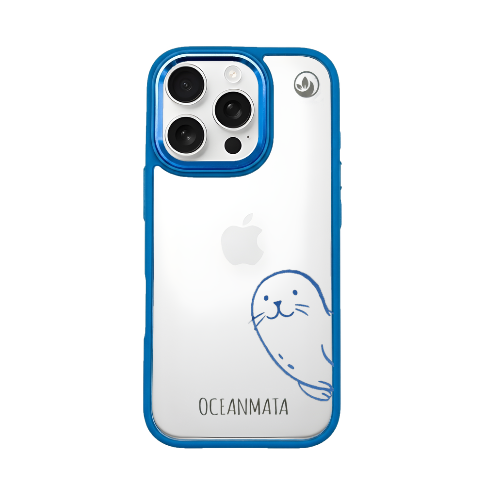 iPhone 16 pro Hülle - Robbe blau - "Robby" - nachhaltig