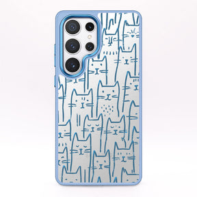 Samsung S25 Hülle - Katzen blau - "miau" - nachhaltig